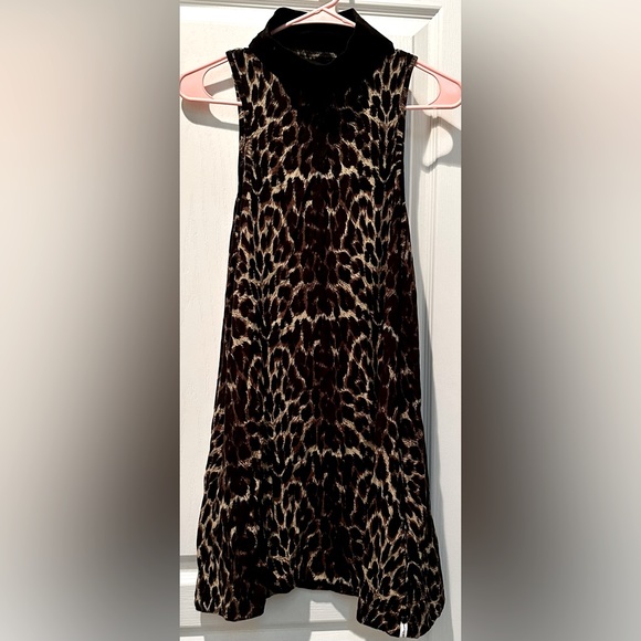 One Teaspoon Sleeveless Mock Neck Arizona Leopard Print A-line Mini Dress ZB1 - Picture 2 of 9